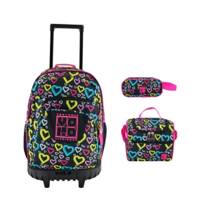 Combo YOLO Corazones (Maleta 20 pulgadas, Lonchera y Cartuchera)