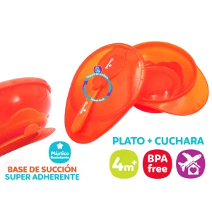 Plato + cuchara con base de succión